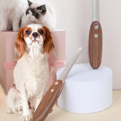 China Stocked High-grade wooden handle metal pet grooming accessories cats and dogs grinding claws nail file nail clippers for sale