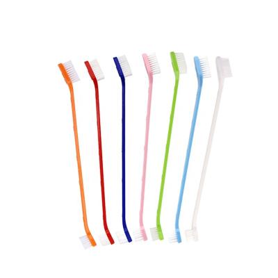 China Sustainable Factory Wholesale LOW MOQ Cheap Big Small Double Heads Pet Cat Dog Toothbrush For Dog for sale