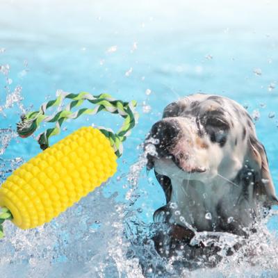 China Sustainable Interactive silicone rubber corn floating pet chew toy interactive dog toothbrush teeth grinding chew dog and cat toys for pets for sale