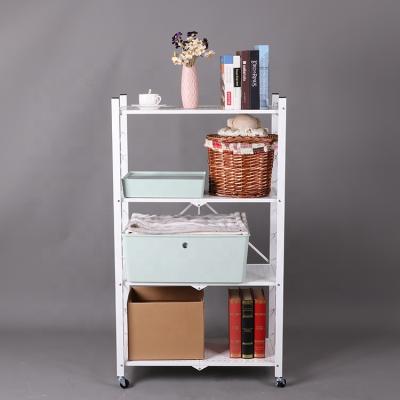 China Sustainable 4 Layers Folding Metal Storage Shelf Kitchen Storage Shelves for sale