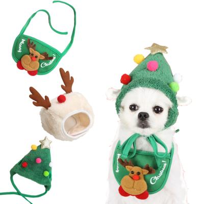 China Viable Cats And Dogs Autumn And Winter Clothes Accessories Pet Christmas Hat Saliva Towel Bib for sale