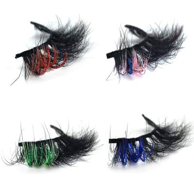 China Glitter Added To Color Lashes Hot Sale Lashes With Color New Styles Glitter Lashes Lashes With Private Label Color Mink Lashes for sale