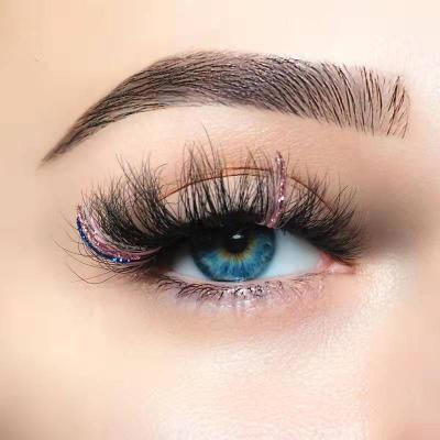 China Glitter Added To Color Lashes Dramatic Glitter Colored Lashes Bright Style Deep Loop Russian Volume Faux Mink Band Lashes Party Glitter Faux Lashes for sale