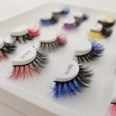 China 25-30 Times Factory Price Eyelashes Colored Mink Silk Eye Lashes 3D Mink Fur False Eyelash Color for sale