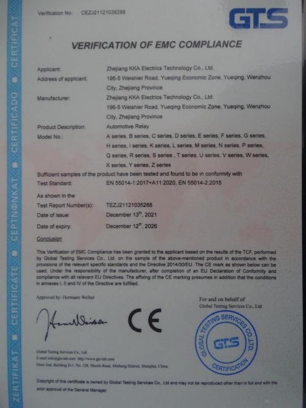 CE - Zhejiang KKA Electrics Technology Co., Ltd.