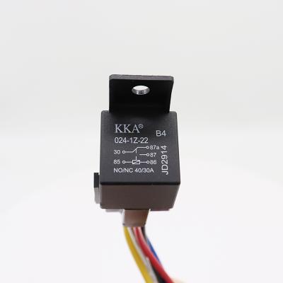 China AgSnO2 KKA-B4 40A 24V 5pin universal automotive relay and harness kit, with bracket, JD2914 car relay for sale