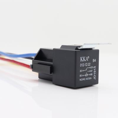 China AgSnO2 KKA-B4 40A 12V 5pin universal automotive relay and harness kit, with metal bracket, JD1914 car relay for sale