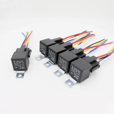 China Universal AgSnO2 24V 4pin Automotive Relay 40A with wire harness plug, with metal bracket, JD2912 car relay for sale