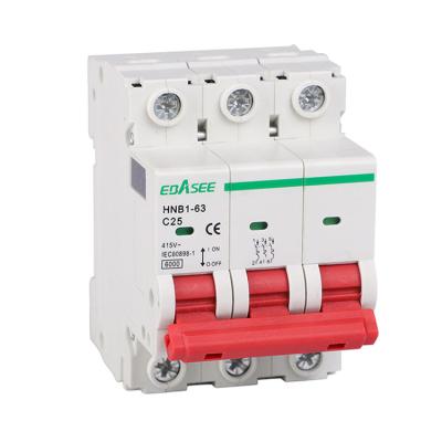 China Stock 63A 6kA 3 Phase Curve C MCB Circuit Breakers C Curve for sale