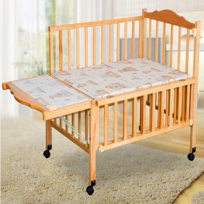 China Baby Crib Safe Solid Wood Without Paint Multi Function Can Lengthen Baby Crib Korean BB Bed With Roller for sale