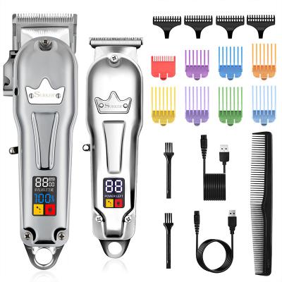 China Hotel Professional Cordless Lithium Battery Clippers LCD Display Electric Rechargeable Hair Trimmers for sale