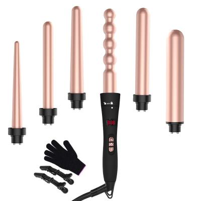 China Wave Hair Curling 2022 New Rose Gold Hair Magic Wand 6P Curling Hair Curler Set 6 in 1 Professional Interchangeable Hair Curler for sale