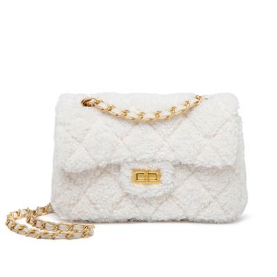 China Eco-friendly pure color best-selling fur bag best-selling soft hand feeling fashion closure animal fur cross - small body bag women bag for sale