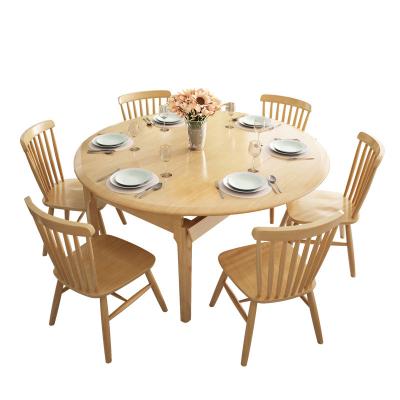 China Solid Wood Foldable Dining Table and Chairs Sets (Others) Space Saving Adjustable Dining Room Furniture for sale