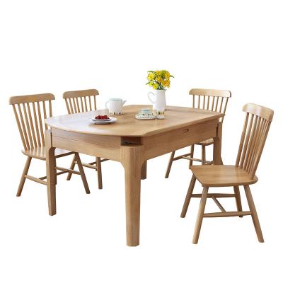 China Simple Design Adjustable Modern Apartment Furniture Solid Wood Stretchable Restaurant Dining Table Set (Other) for sale