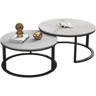 China (Other) Nordic simple modern marble adjustable round light luxury slate iron tea room table for sale