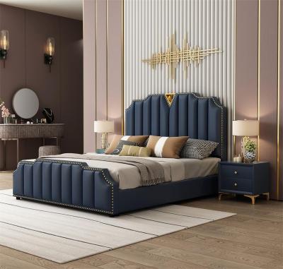 China Tall (Other) Adjustable Modern Leather Bedroom Furniture Tall Room Bed Designs With Storage High Quality Leather Bed for sale