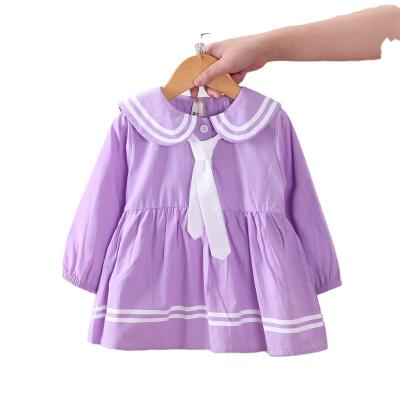 China Anti-wrinkle children's clothing girl wear children's wear 2021 new design girl's wear soft cute color lapel tie pure dress babies for sale