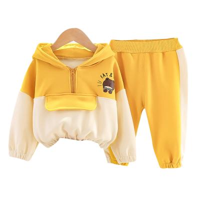 China Children 2021 New Style Anti-shrink Long Sleeve Casual Pullover Set Clothes Hoodies With Cat Hats 2PC Kids Clothes Sets Sport Style for sale