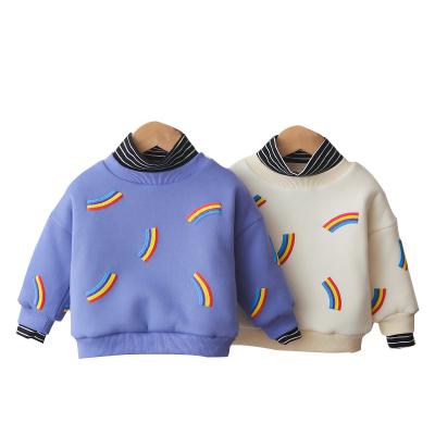 China 2021 anti-shrink new style add thick longsleeve casual kids sweater set clothes around neck outfits kids suit for winter for sale