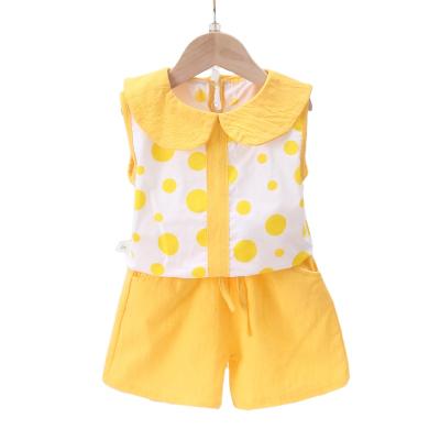 China Lovely 2021 summer girls kids clothes set short sleeve + shorts casual outfit kids baby clothes for sale