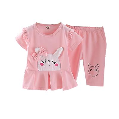 China The 2021 girl's short skirt T-shirt and pants pieces high-grade sweet clothes two set children's clothing set for sale