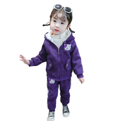 China Soft Winter Thick Warm Girls' Clothing Sets Velvet Fabric Toddler Baby Clothes for sale