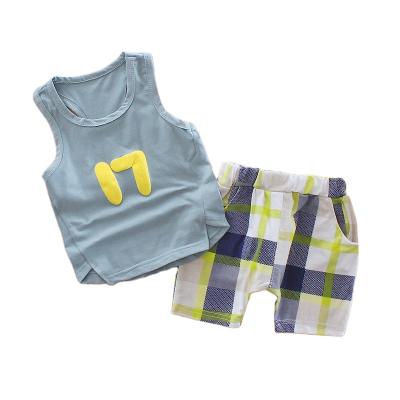 China High Quality Anti-Shrinkage Baby Boy Girl Clothes Set Print Sleeveless Vest and Short Pants 2pcs Set for sale