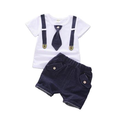 China High Quality Formal Baby Boy Clothes Set Tie Formal T-shirt and Short Pants 2pcs Set for sale