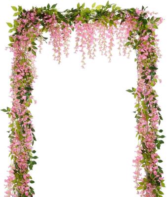 China Home.Party.Restaurant.Bar.Hotel.Wedding Artificial Flower Wisteria Vine Silk Hanging Garland Flower for Wedding Outdoor Arch Garden Ceremony Floral Decor for sale