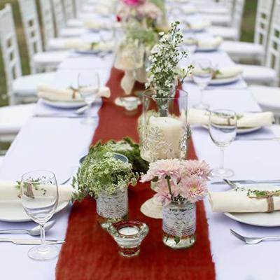 China Wedding Event Concert Dinner Table Runner Cotton Gauze Crepe Burlap Fabric for Banquet Ramadan Easter Wedding Farmhouse Table Party Restaurant Decorations for sale