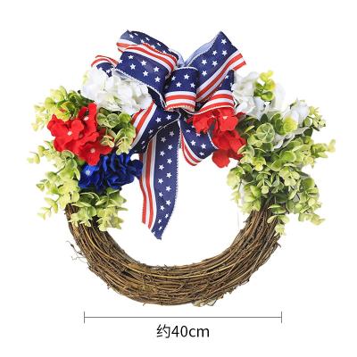 China Nice Flower 4th of July Patriotic Garlands for Front Door Artificial Hanging Star Garland Flower Garland For Decoration for sale