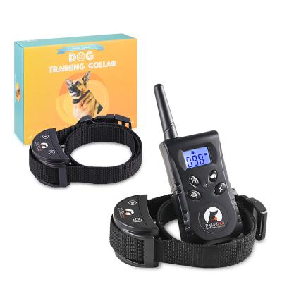 China Adjustable Levels Anti Boundary Control Bark Stop Collar Anti 100 Levels Electronic Shock Collar Dog Training Shock Collar for sale