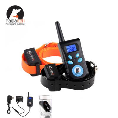 China Viable No Bark PaiPaitek Rechargeable Dog Shock Bark Control Training Collar For 2 Dogs for sale