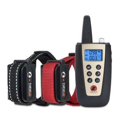 China Amazon Preferred Gold Viable Hot Rechargeable Waterproof Electronic Static Shock Vibrate 1000m Remote Control Dog Training Collar for sale