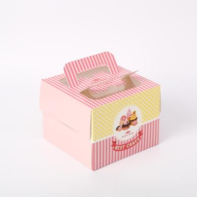 China West Point Recyclable Pink Portable Cake Cardboard Die Cut White Paperboard Packaging Box Customized Pastry Box Afternoon Tea and Dessert Box for sale