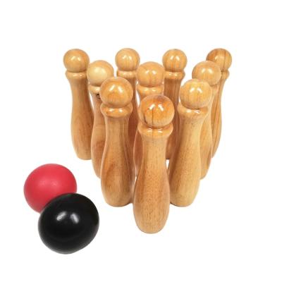 China Indoor Indoor Rolling Game/Giant Wooden Bowling Game Outdoor Game Include 10 Bowling Pins 2 Balls for sale