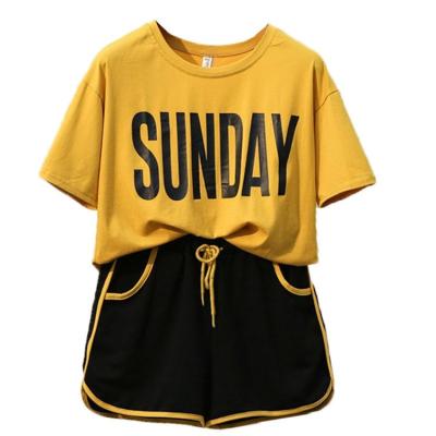 China Viable Women's Two-piece Suit Casual Short Sleeve + Shorts Student Fashion Summer Tracksuit Sets for sale