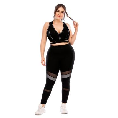 China Four Way Stretch Plus Size Yoga Set Fitness Women's Activewear Sports Bra And Leggings Set Sports Wear Seamless Yoga Set for sale