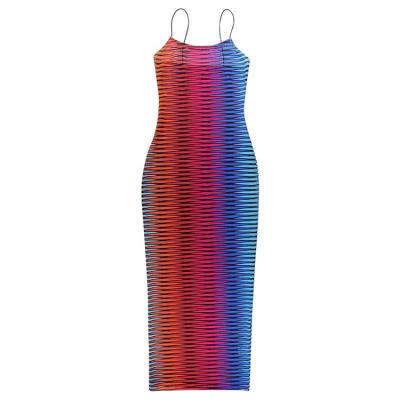 China Sustainable Women Summer Clothes Mesh See Through Backless Sleeveless Dress Party Clubwear Tight Sling Dress 2021 for sale