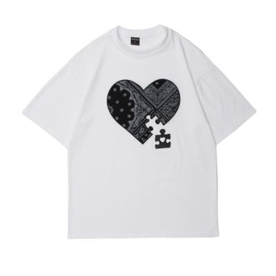 China 2021 Oversized Viable Heart Embroidery Summer Cotton T-shirt Women Plus Size M-5xl Loose T-shirts for sale