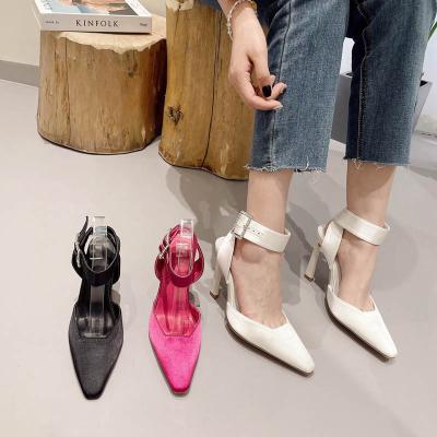 China Fashion Trend New Style Summer Style Solid Color Sexy Buckle Led Outdoor Elegant High Heels Plus Size Party Sandals Women Stiletto Pumps for sale