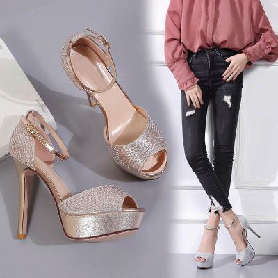 China New Arrival Summer Fashion Trend Sexy Luxury Rhinestone Stiletto High Heels Outdoor Temperament Plus Size Party Sandals Women Pumps for sale