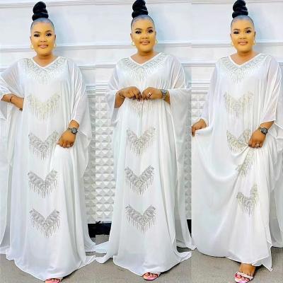 China Chiffon and Polyester 2023 Summer African Women Rhinestone Set Two Piece Casual Breathable Fashion Muslim Outerwear Plus Size Abaya Kaftan Style Long Dress for sale