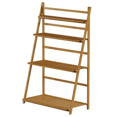 China Modern Wooden Indoor and Outdoor Plant Rack Ladder Yard Garden Storage Shelf with Reasonable Price for sale