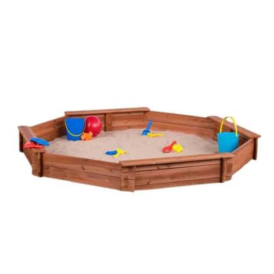 China Outdoor Activity Easy Assembly DIY Eco-friendly Wooden Sandbox With Seat Boards for sale