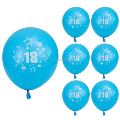 China Fashional 18th Birthday Balloon Party Decoration Blue, Boy 18 Year Old Latex Balloon for sale