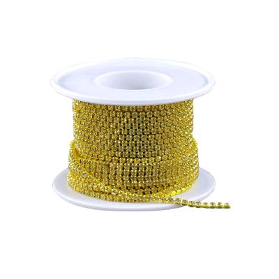 China The 10 yards acrylic Crystal Rhinestone Gold Border Closed string is perfect for crafts wedding party DIY sewing decoration for sale