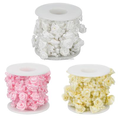 China 10m Waterproof/Artificial Flower DIY Wedding Party Decor Accessory Pearl Garland Rose Pearls String Roll for sale