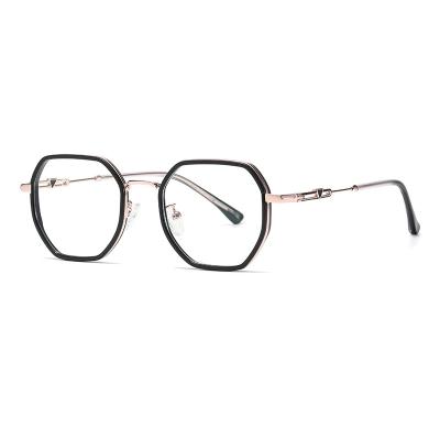 China NIWOTA 7814 Fashionable Custom Metal Polygon Anti Blue Light For Women Optical Prescription Glasses for sale